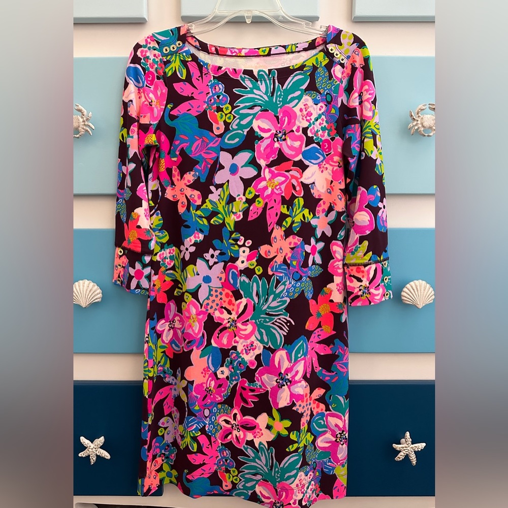 FINAL SALE Small Lilly Pulitzer dress Cherry ganache bohemian garden